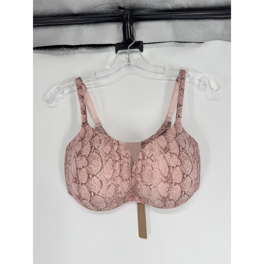 SKIMS Ultimate Push Up Plunge Bra Womens 34D Rose Pastel Snake Print Padded